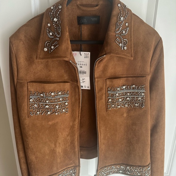 Defected Zara Faux Suede Jacket with Embellishments - Picture 2 of 10